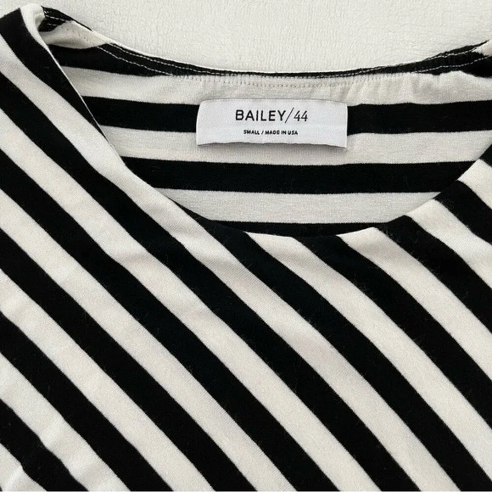 Anthropologie Bailey 44 Elena Black and White Striped Faux Wrap Dress, Size S